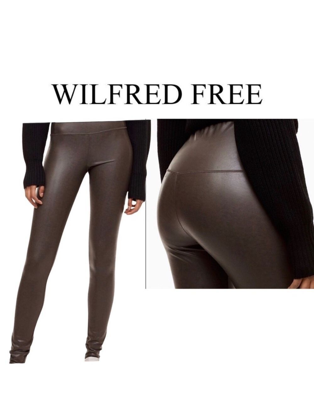 Aritzia Wilfred free brown faux leather Daria legging high-rise Pleather vegan S